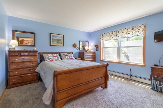76 Back Of The Moon Rd, Kirby, VT 05832 - bedroom with carpet flooring, a baseboard heating unit, and baseboards