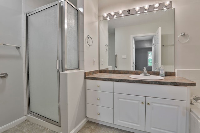1465 Hooksett Rd Unit 403, Hooksett, NH 03106 - bathroom featuring a shower stall, vanity, and tile patterned floors