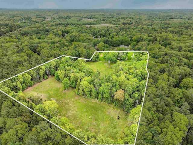 245-247 Danville Rd, Fremont, NH 03044 - aerial view of property and surrounding area with a forest and property parcel outlined