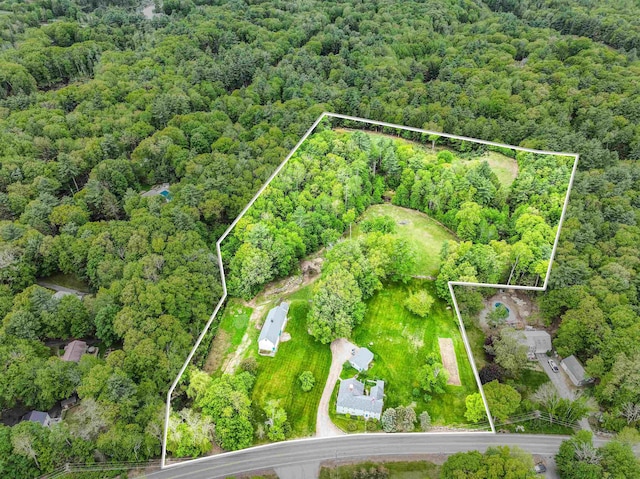 245-247 Danville Rd, Fremont, NH 03044 - aerial overview of property's location featuring a forest and property parcel outlined