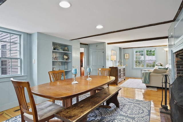 245-247 Danville Rd, Fremont, NH 03044 - dining room featuring light wood-type flooring, recessed lighting, baseboards, and a fireplace