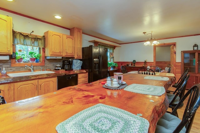 101 Mudgett Hill Rd, Loudon, NH 03307 - dining space with ornamental molding, a wainscoted wall, recessed lighting, and light wood-style floors