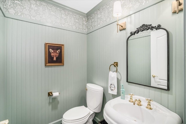 373 Whitford St, Manchester, NH 03104 - bathroom with toilet, a sink, and crown molding