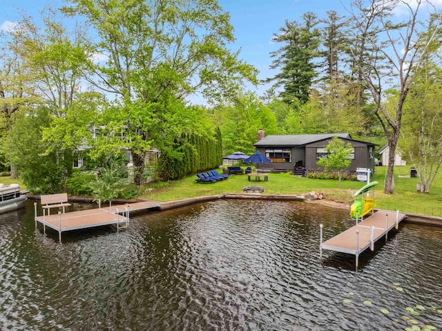 3-5 Cross St, Windham, NH 03087 - dock area featuring a water view and a yard