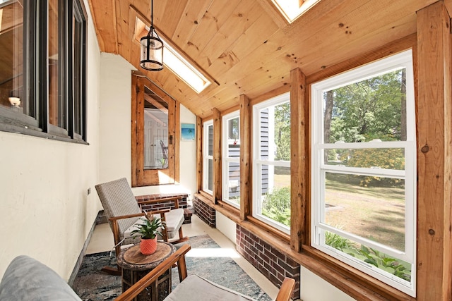 23 Cedarview Ln, Hampton, NH 03842 - sunroom featuring a skylight, lofted ceiling, and wood ceiling