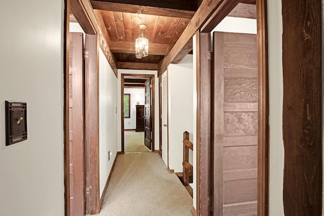 23 Cedarview Ln, Hampton, NH 03842 - hallway featuring carpet flooring and wood ceiling