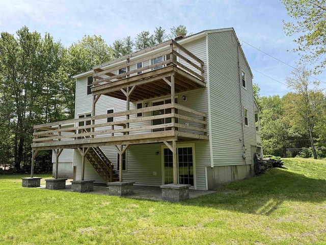 2 Germantown Rd, Derry, NH 03038 - rear view of house featuring a yard, a deck, stairs, and a patio
