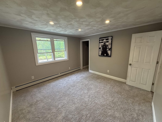 2 Germantown Rd, Derry, NH 03038 - carpeted spare room featuring a baseboard radiator, ornamental molding, recessed lighting, and baseboards