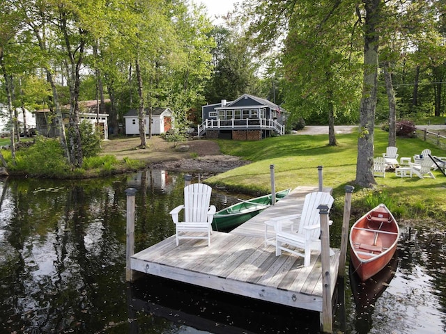 175 Rolfe Pond Dr, Hopkinton, NH 03229 - dock area with a lawn, a water view, and view of scattered trees