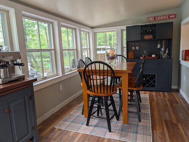 175 Rolfe Pond Dr, Hopkinton, NH 03229 - dining area with wood finished floors, vaulted ceiling, and baseboards