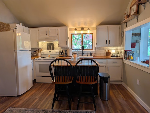 175 Rolfe Pond Dr, Hopkinton, NH 03229 - kitchen with white appliances, a sink, exhaust hood, and dark wood-style floors