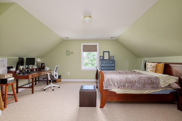 3 Playhouse Cir, Hampton, NH 03842 - carpeted bedroom with vaulted ceiling, an office area, and baseboards