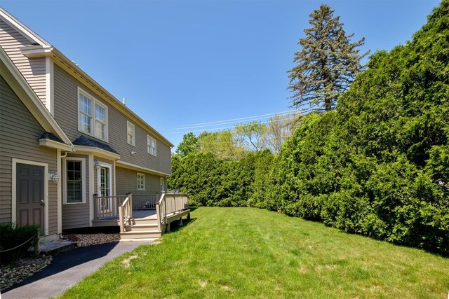 3 Playhouse Cir, Hampton, NH 03842 - view of green lawn with a deck