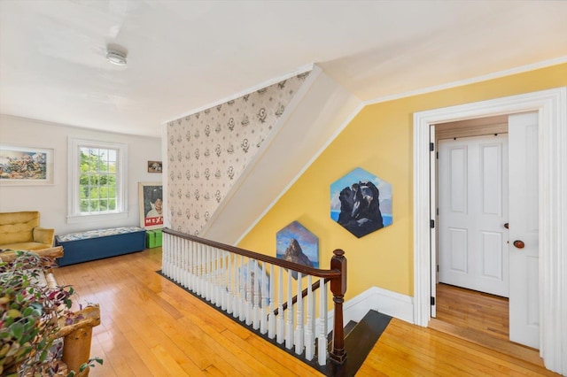 236 Main St, Jaffrey, NH 03452 - hallway with light wood-type flooring and an upstairs landing
