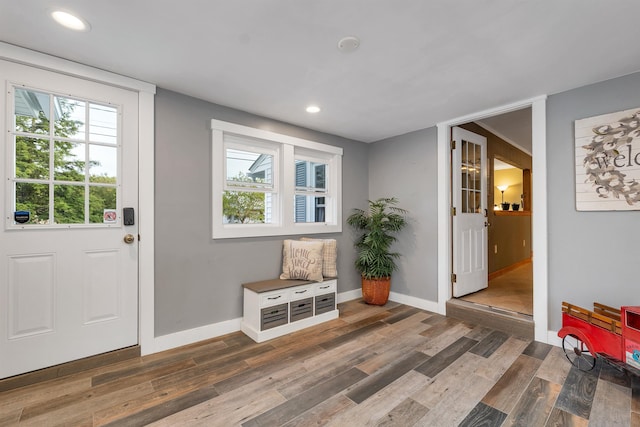6 Cherry St, Concord, NH 03301 - entryway with wood finished floors, recessed lighting, and baseboards