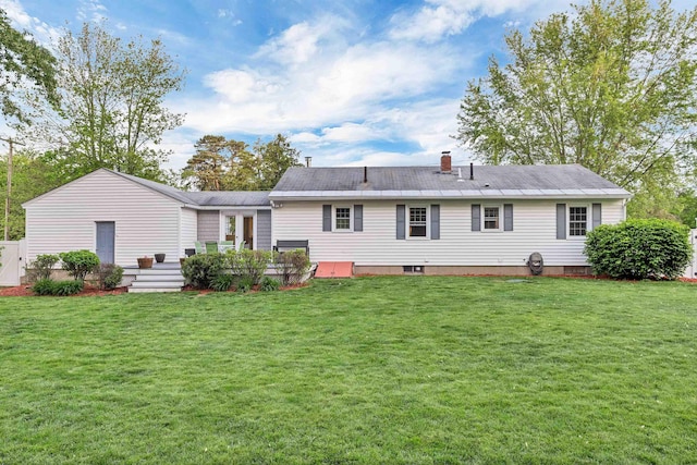 6 Cherry St, Concord, NH 03301 - rear view of house with a yard and a chimney