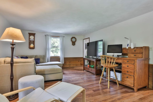 56 Averill Rd, Brookline, NH 03033 - living room featuring wood finished floors and a wainscoted wall