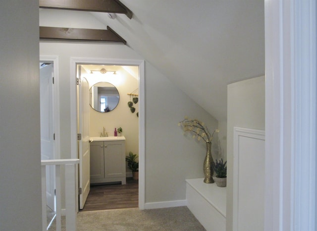 798 Hanover St, Manchester, NH 03104 - bathroom featuring vanity and vaulted ceiling