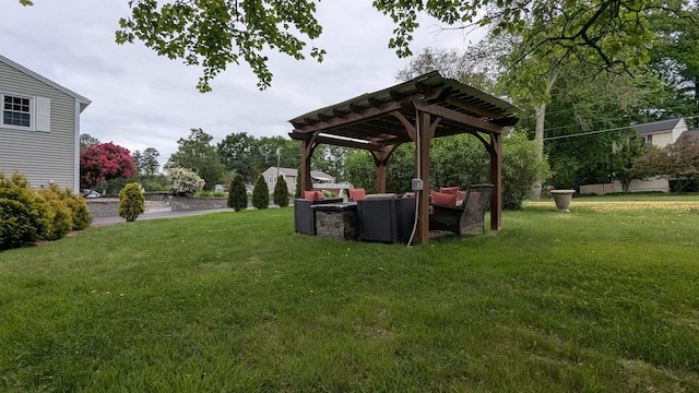 19 Bradford Dr, Salem, NH 03079 - view of grassy yard featuring a pergola and an outdoor hangout area