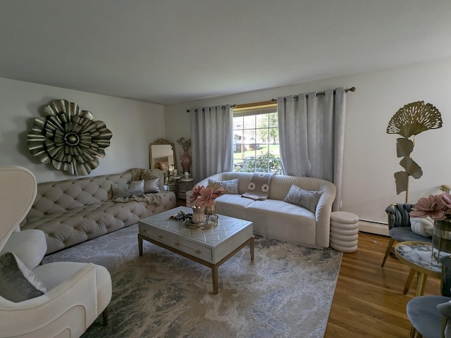 19 Bradford Dr, Salem, NH 03079 - living room with a baseboard radiator and wood finished floors