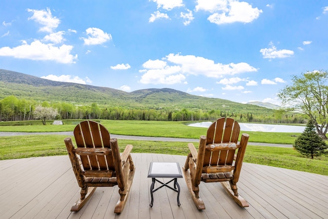 126 Stoddard Rd, Columbia, NH 03576 - deck with a water and mountain view and a yard