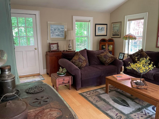 2 Mack Hill Rd, Amherst, NH 03031 - living area featuring light wood-style flooring, plenty of natural light, and lofted ceiling