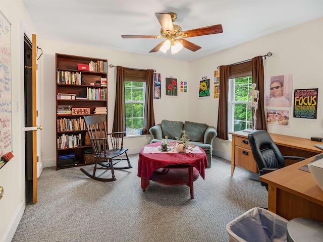 1851 York Street Ext, Poultney, VT 05764 - office with plenty of natural light, a ceiling fan, carpet floors, and baseboards