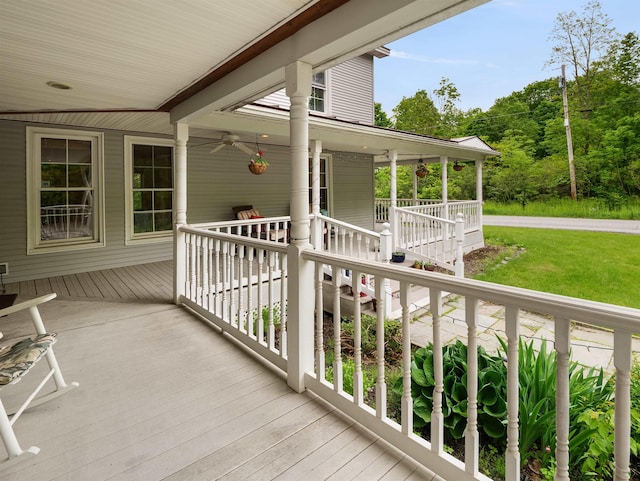 1851 York Street Ext, Poultney, VT 05764 - porch featuring ceiling fan and a lawn
