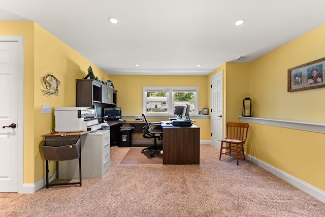 165 Tanglewood Dr, Colchester, VT 05546 - home office with light carpet, recessed lighting, and baseboards