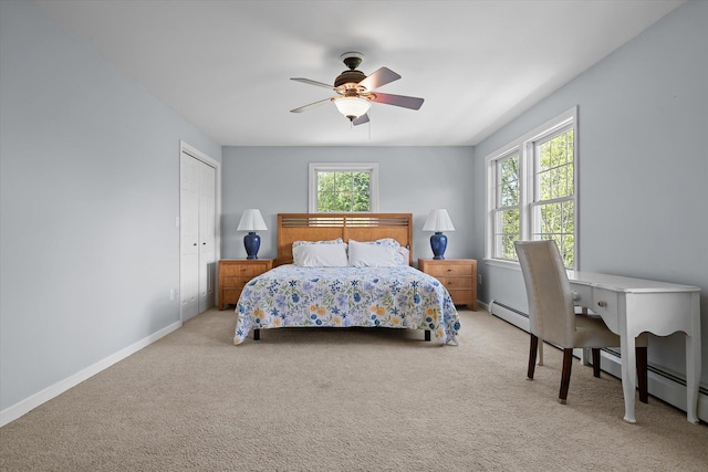 2351 Sugar Hill Rd, Wallingford, VT 05742 - carpeted bedroom with baseboards, a ceiling fan, and a closet