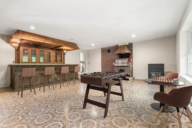 28 Olde Lantern Rd, Bedford, NH 03110 - rec room featuring a glass covered fireplace and recessed lighting