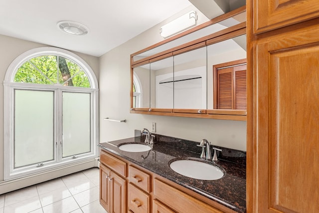 28 Olde Lantern Rd, Bedford, NH 03110 - full bath with double vanity and tile patterned floors