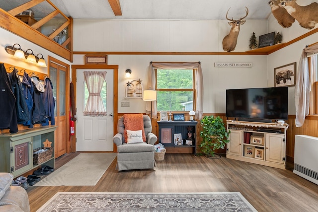 122 Wallace Rd, Northfield, VT 05663 - living area featuring wood finished floors and wooden walls