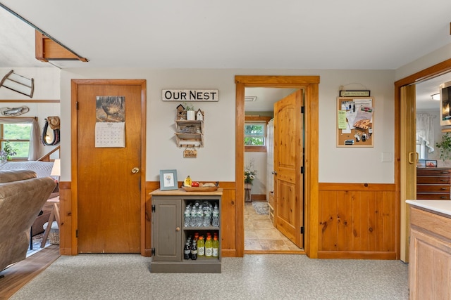 122 Wallace Rd, Northfield, VT 05663 - corridor with a wainscoted wall and wood walls