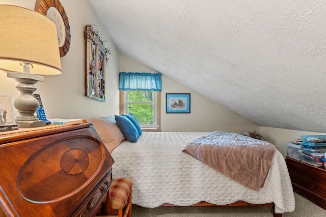 122 Wallace Rd, Northfield, VT 05663 - bedroom featuring a textured ceiling, lofted ceiling, and carpet