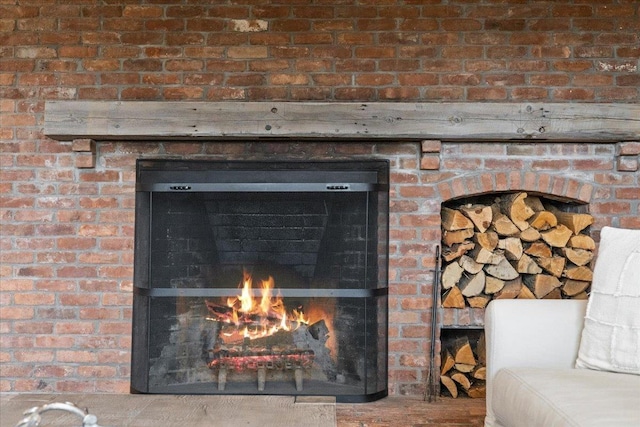 1444 Upper Hollow Rd, Stowe, VT 05672 - detailed view of a brick fireplace and brick wall