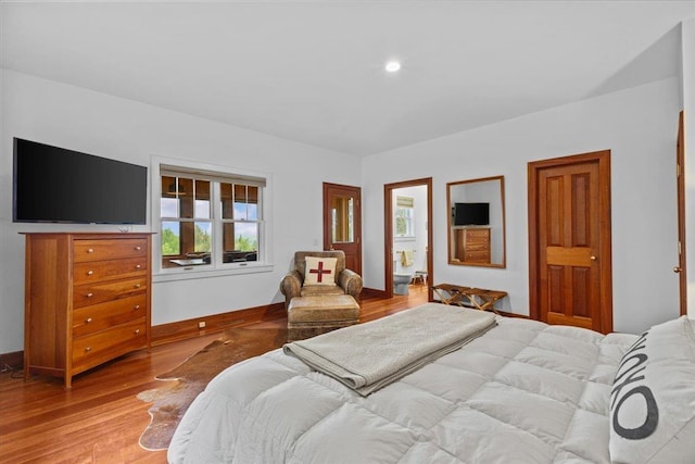 1444 Upper Hollow Rd, Stowe, VT 05672 - bedroom with light wood-type flooring, baseboards, and recessed lighting