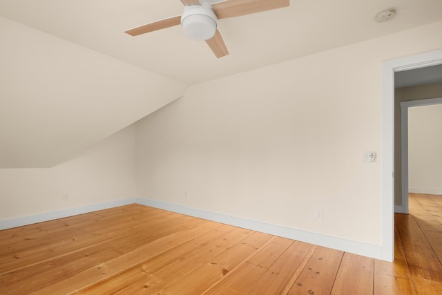 456 Thomas Ln, Stowe, VT 05672 - bonus room with ceiling fan, light wood-type flooring, baseboards, and vaulted ceiling