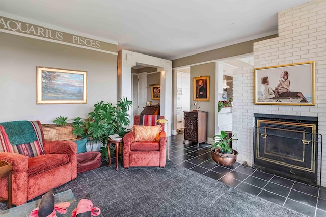 1452 Little Sunapee Rd, New London, NH 03257 - tiled living area featuring a fireplace