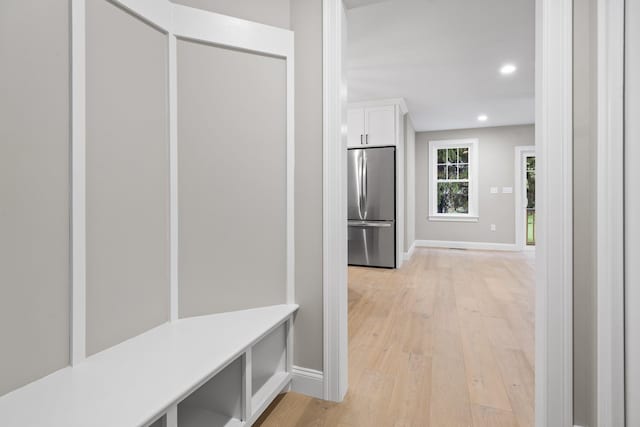 214 Pembroke St Unit A, Pembroke, NH 03275 - mudroom featuring light wood-style floors, baseboards, and recessed lighting