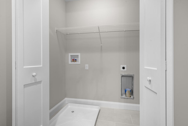 214 Pembroke St Unit A, Pembroke, NH 03275 - laundry area with washer hookup, hookup for an electric dryer, tile patterned flooring, and baseboards