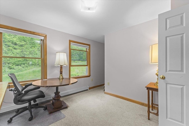 354 Falls Bridge Rd, Williamstown, VT 05679 - carpeted office space with baseboards and a baseboard heating unit