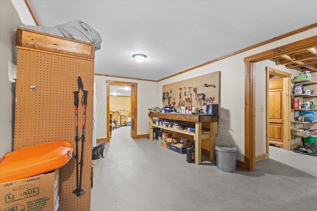 354 Falls Bridge Rd, Williamstown, VT 05679 - miscellaneous room featuring finished concrete flooring and a workshop area