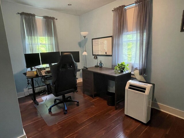 139 Rice Brook Dr, Stoddard, NH 03464 - office area featuring plenty of natural light, dark wood-style floors, baseboards, and baseboard heating
