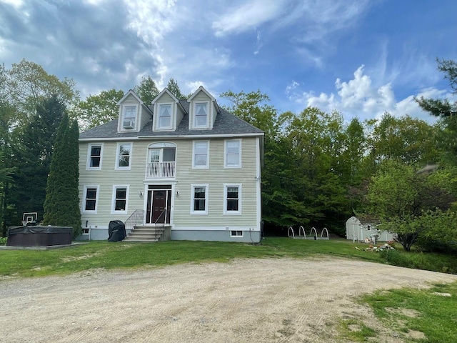 139 Rice Brook Dr, Stoddard, NH 03464 - view of front of property with entry steps, a balcony, and a front yard