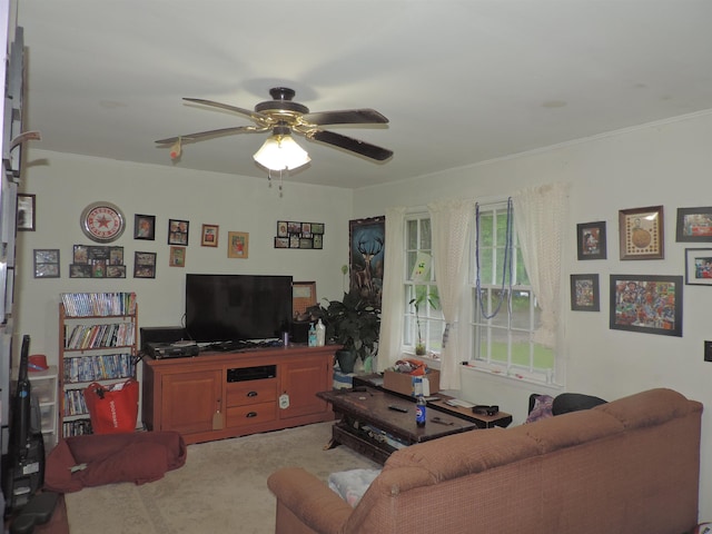 126 Fisher Rd, Deering, NH 03244 - carpeted living room featuring ceiling fan