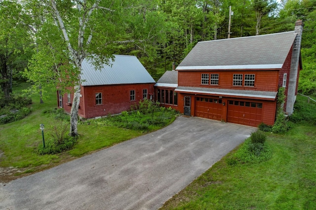 1678 Fowler River Rd, Alexandria, NH 03222 - view of front facade featuring driveway, a front lawn, and a chimney