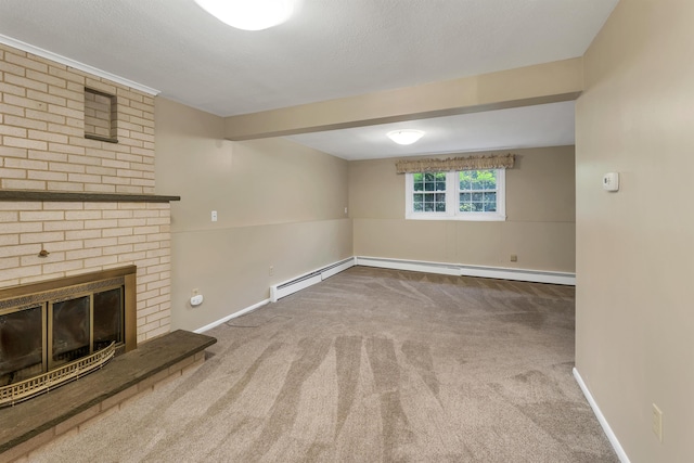 1 Pepperell Cir, Nashua, NH 03062 - unfurnished living room with carpet, baseboards, and a fireplace