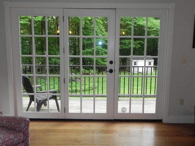 1782 Old Creamery Rd, Williston, VT 05495 - doorway to outside featuring french doors, plenty of natural light, and light wood-style flooring