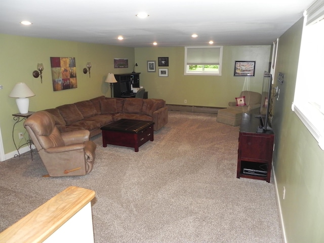 1782 Old Creamery Rd, Williston, VT 05495 - carpeted living area featuring baseboards and recessed lighting